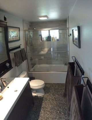 Glazed Speckled Pebble Tile: 12x12 mesh-backed, for showers, patios