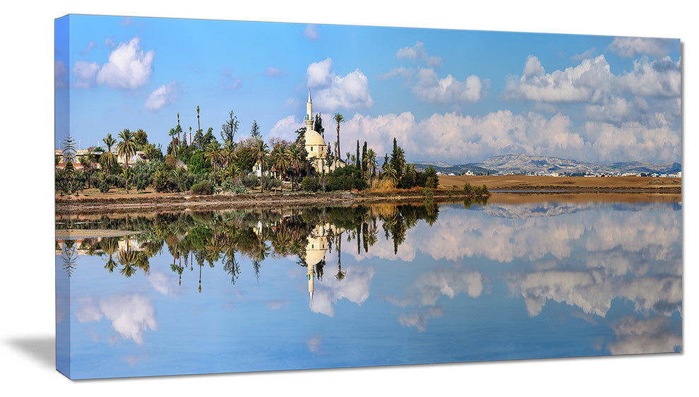 "Hala Sulttan Tekke in Cyprus Panorama" Seashore Wall Art, 40"x20"