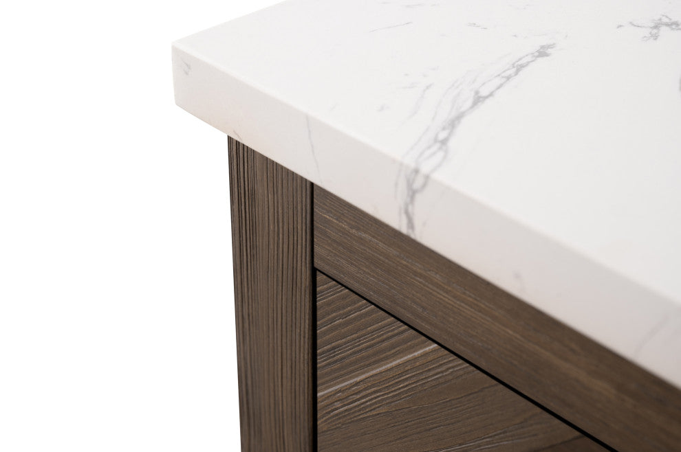 Landon Modern Herringbone Bathroom Vanity, 60", White Top