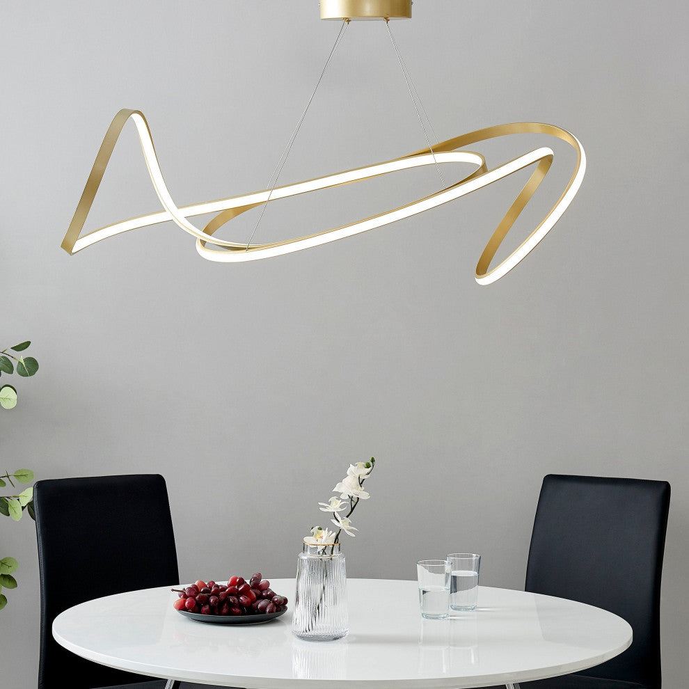 Moscow Dimmable Integrated LED Chandelier, Gold, Smart Dimmer Included