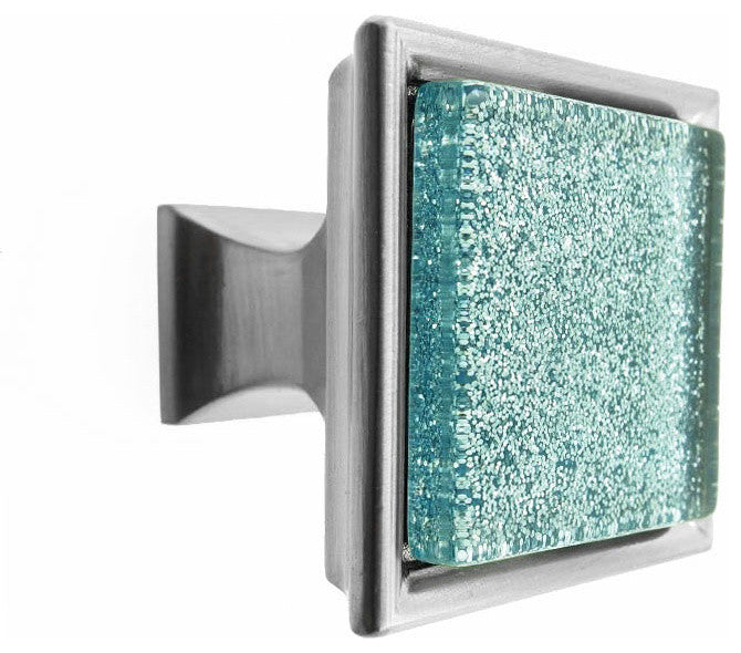 Sparkling Ice Silver Sand Crystal Glass Brushed Nickel Madison Classic Knob