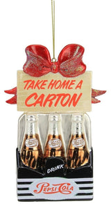 6.5" Glittered 6-Pack Pepsi Bottle "Take Home" Christmas Ornament