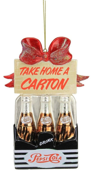 6.5" Glittered 6-Pack Pepsi Bottle "Take Home" Christmas Ornament