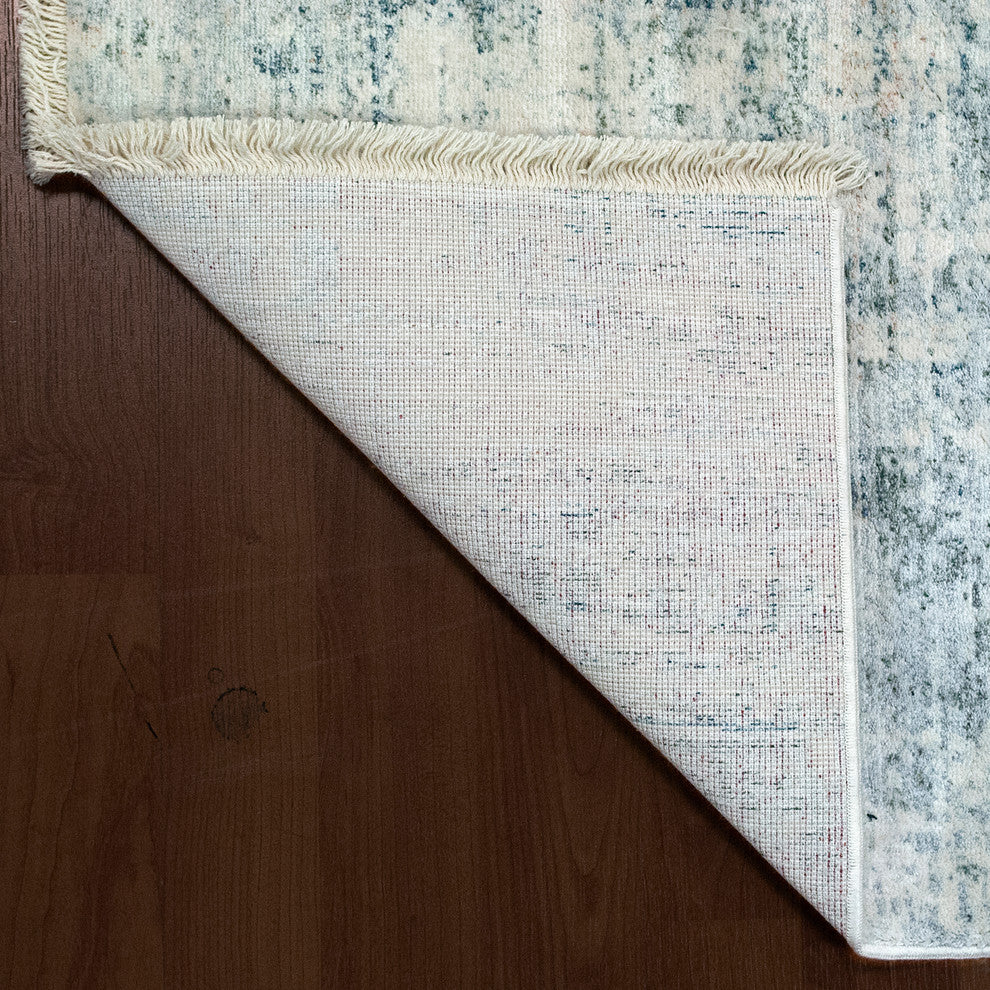 Eternal Ivory and Blue Area Rug, 4'x5.5'