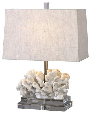 Coral Ivory Sculpture Table Lamp, Coastal Sea Shell White Beach Light