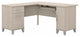 Transitional Desk, Corner Design With Cable Management & Drawers, Sand Oak