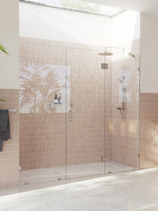Glass Warehouse 78"x100" Frameless 3 Panel Inline Shower Door, Brushed Nickel