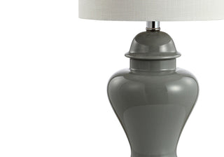 Qin 22" Ceramic/Iron Classic Cottage LED Table Lamp, Gray by JONATHAN  Y