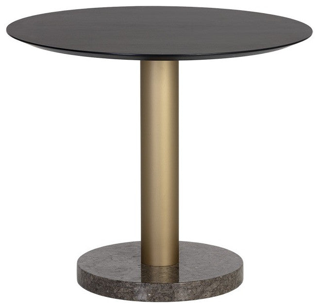 Monaco Bistro Table, Gold, Gray Marble/Charcoal Gray, 35.5"