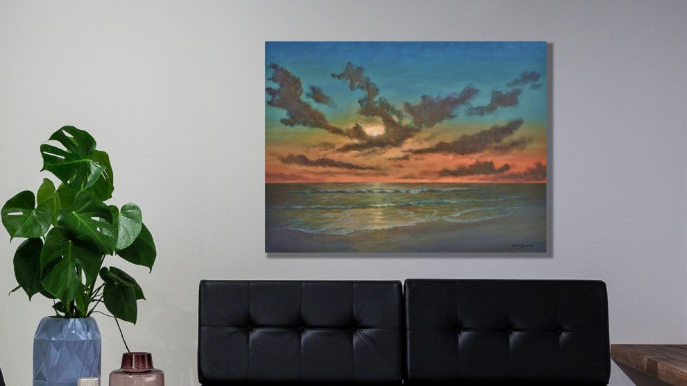"Sunset Reflections" Original Tropical Sunset Seascape Fine Art Painting