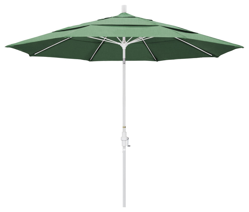 11' Matted White Collar Tilt Lift Fiberglass Rib Aluminum Umbrella, Pacifica, Spa