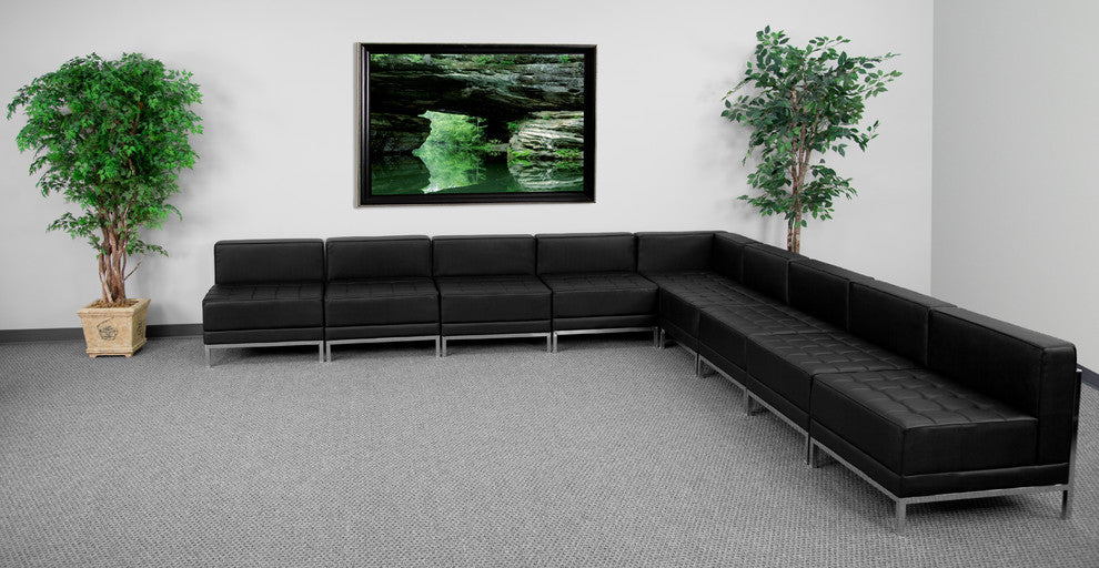 Hercules Imagination Series Black Leather Sectional Configuration, 9-Pieces