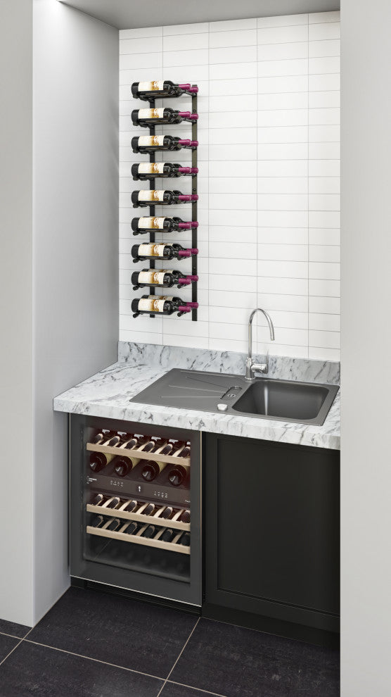 Vino Pins Flex 45 (wall mounted metal wine rack), Golden Bronze, 18 Bottles