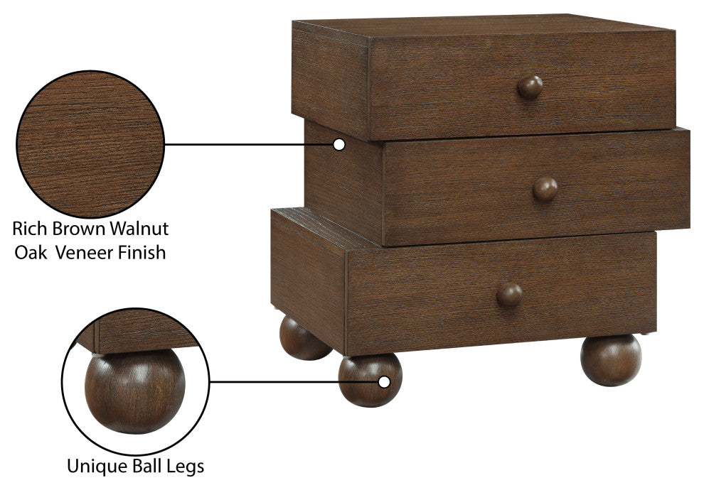Askew Oak Veneer Nightstand, Brown