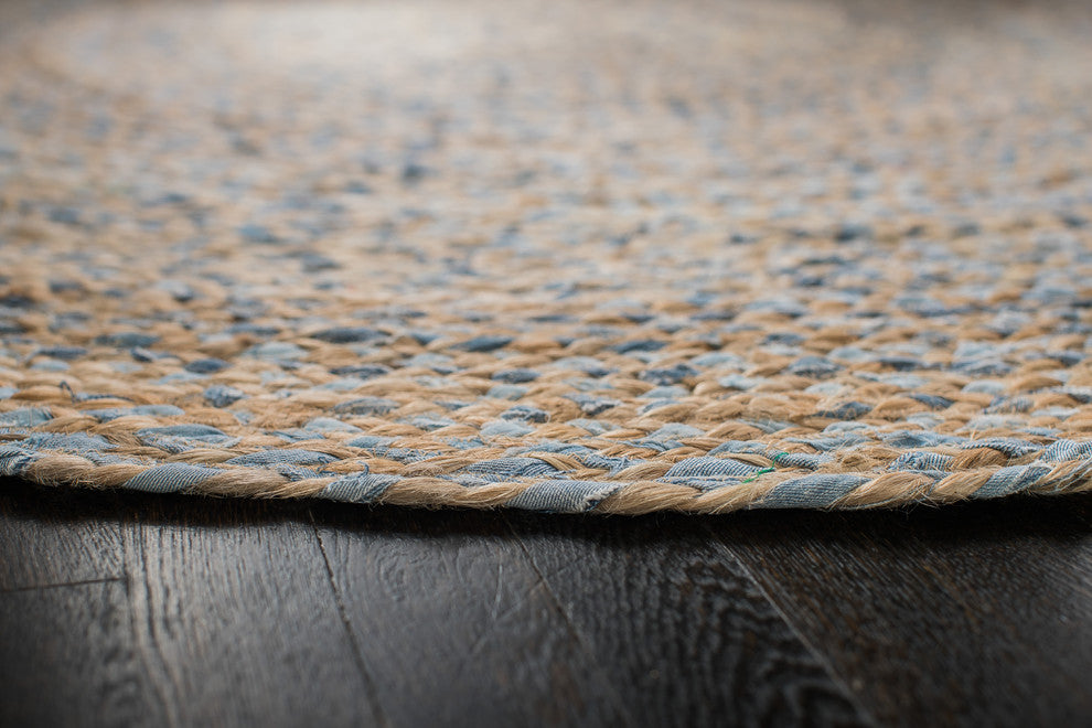 Kerala Denim and Jute Round Rug, 8'