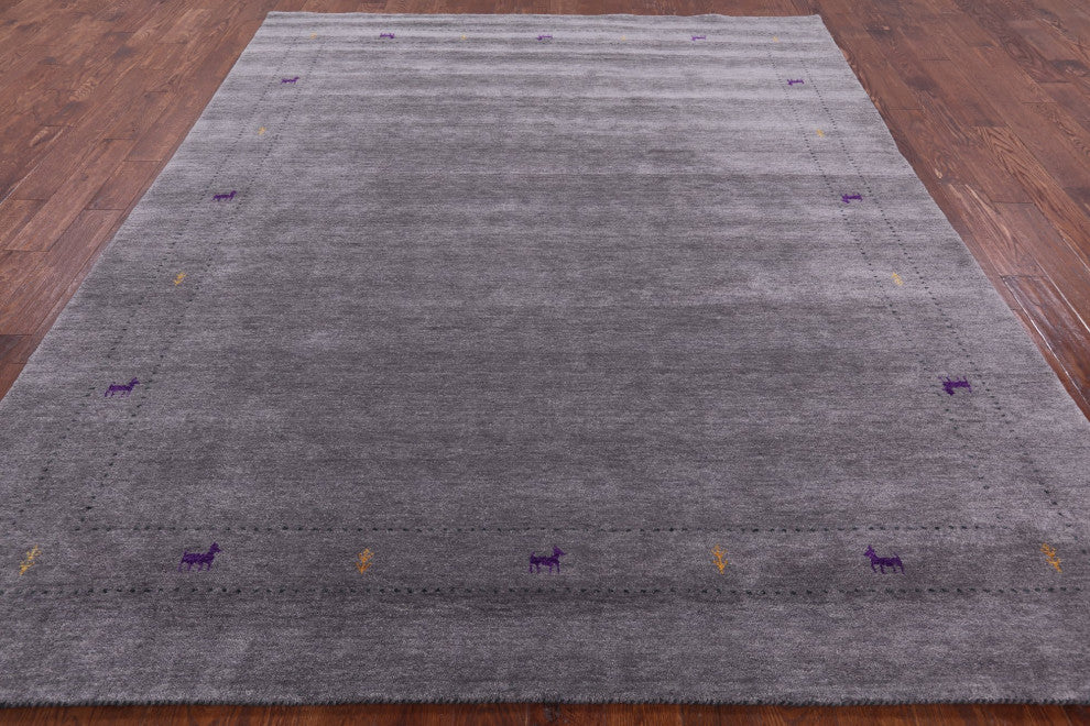 8' 0" X 10' 0" Persian Gabbeh Handmade Wool Rug Q4356