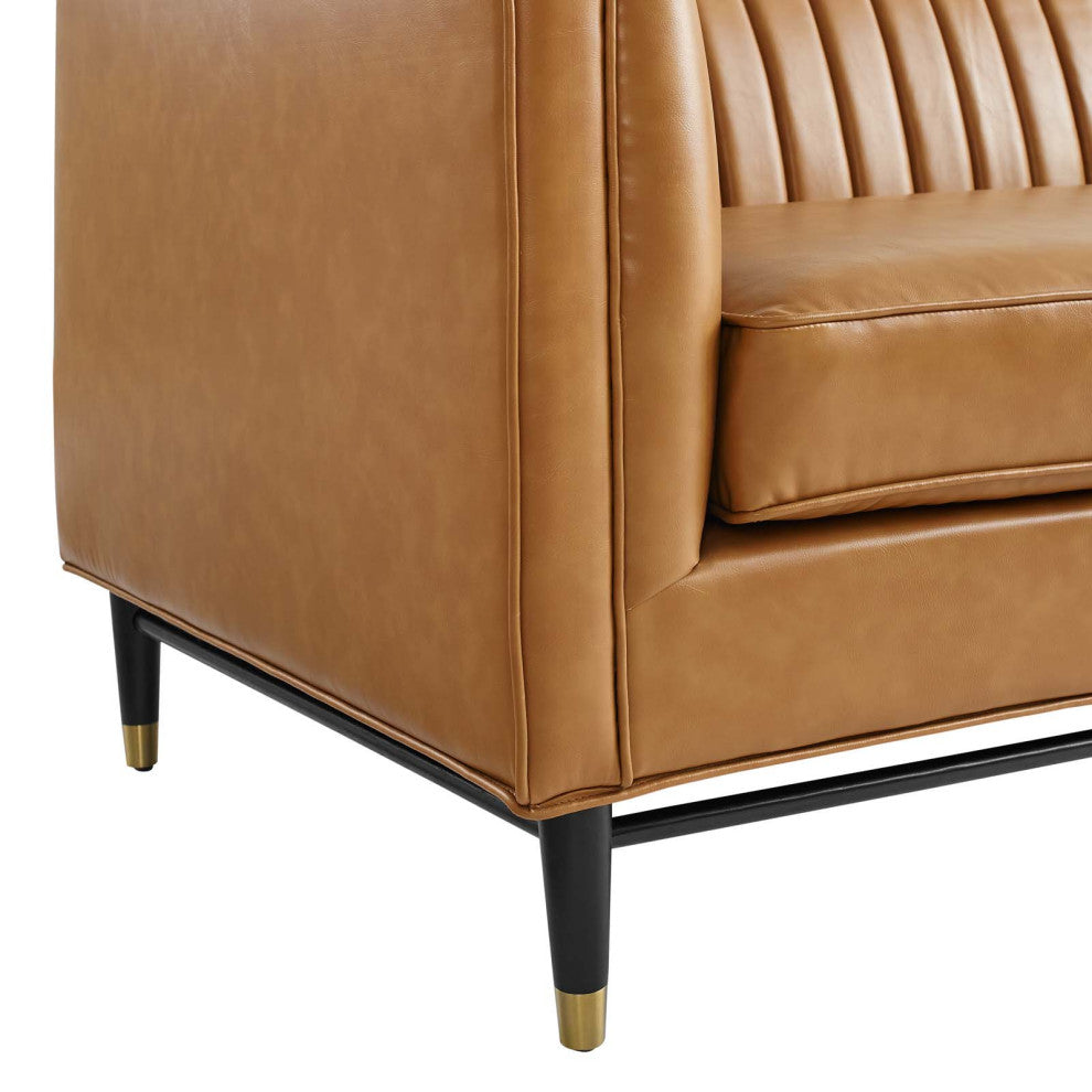 Devote Channel Tufted Vegan Leather Loveseat EEI-4719-TAN