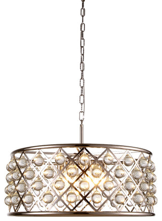 Madison 6 Light Pendant, Polished Nickel, 25"