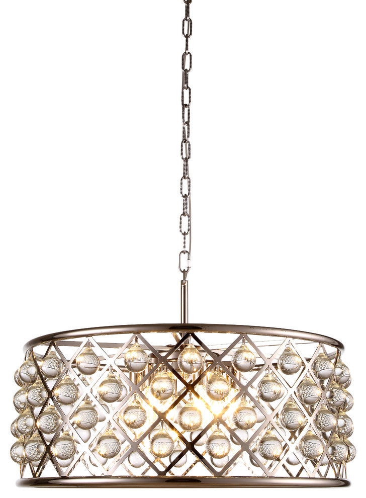 Madison 6 Light Pendant, Polished Nickel, 25"