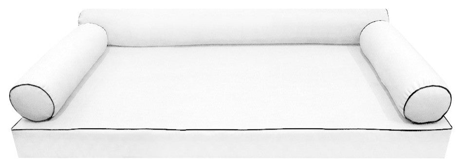 S6 Twin-XL Contrast Trim Mattress Bolster Pillow Outdoor Slip Cover ONLY AD106