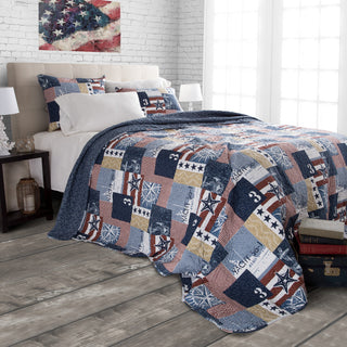 Lavish Home Americana Quilt Set, Twin