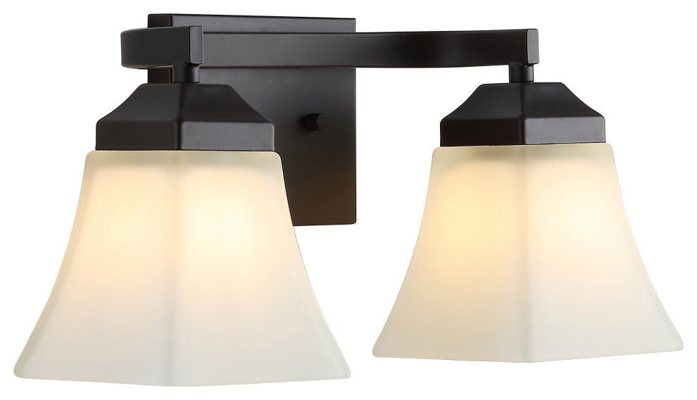 Staunton 1-Light Iron/Glass Modern LED Vanity Light, Oil Rubbed Bronze, 2-Light