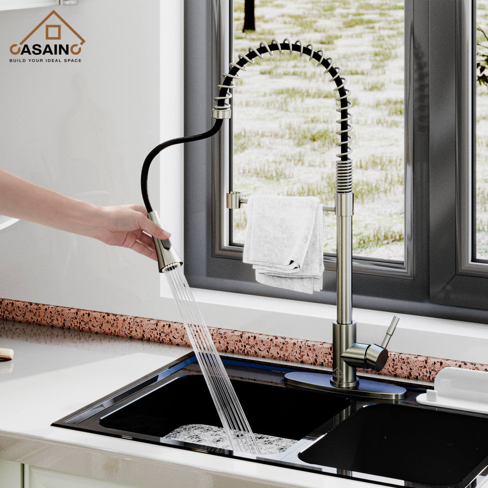 Kitchen Faucet Spring Pull Down Sprayer Dual-Function Spray Head Brushed Nickel