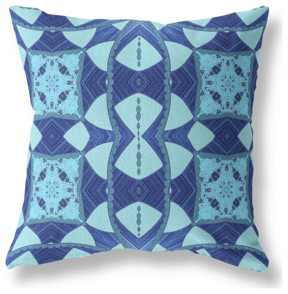 20" Sky Blue Cosmic Circle Boho Suede Throw Pillow