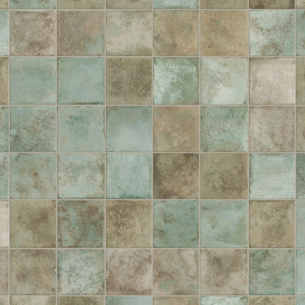 Kings Etna Encaustic Ceramic Floor and Wall Tile, Sage