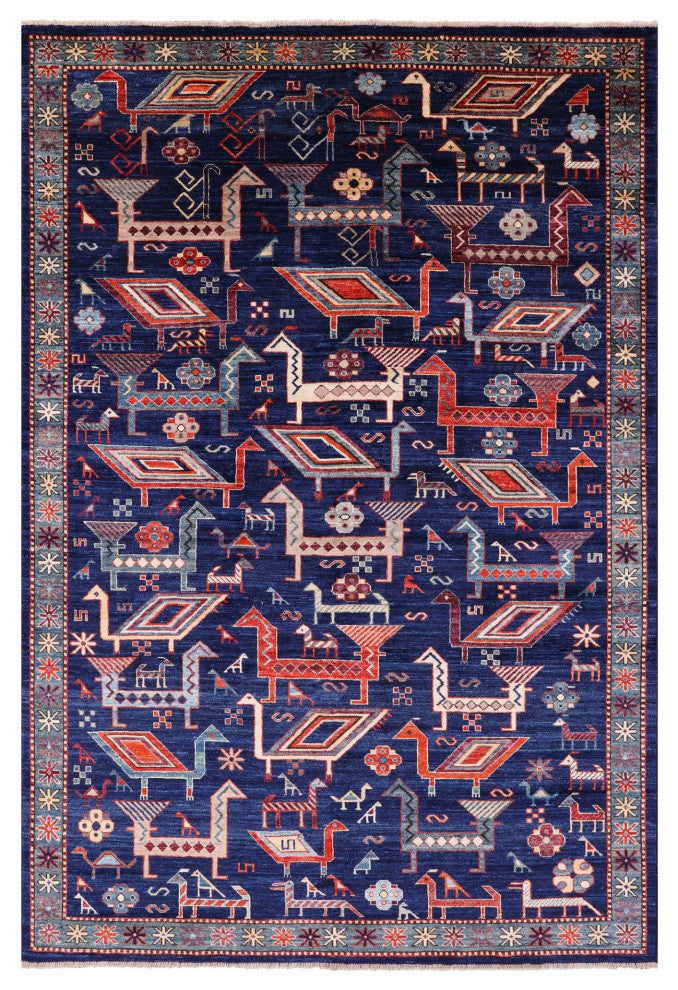 6' 0" X 9' 0" Hand Knotted Persian Fine Serapi Rug - Q12448
