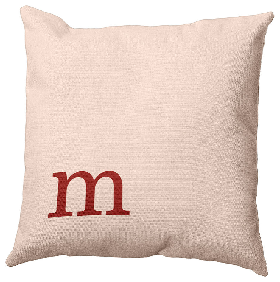 18"x18" Modern Monogram Decorative Throw Pillow, Maple Red