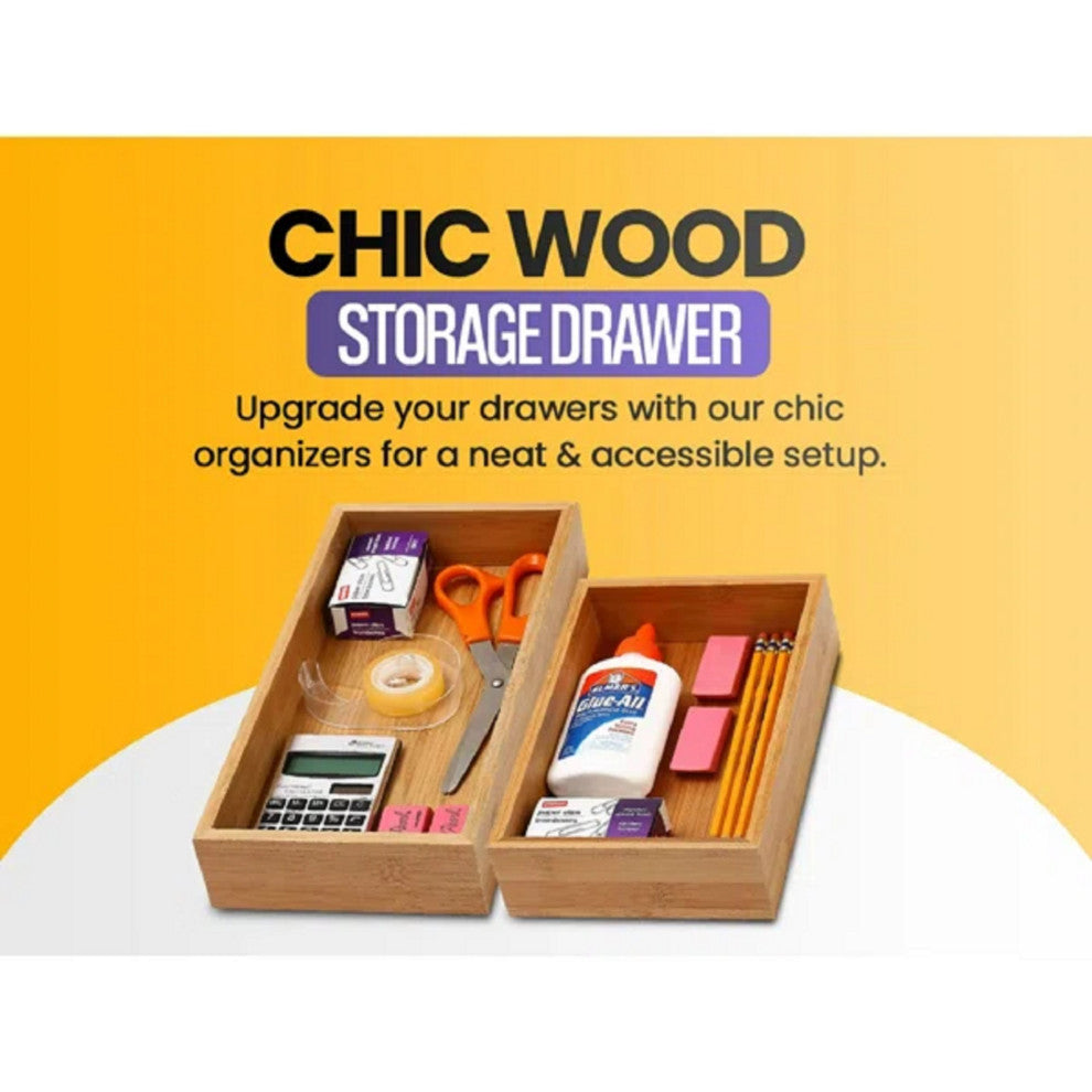 YBM HOME Bamboo Drawer Organizer Boxes for Home, Kitchen, Set of 5