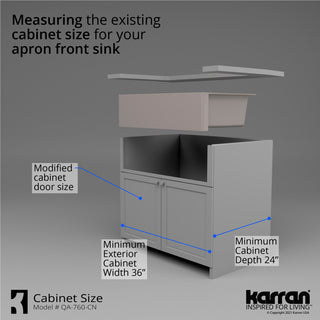 Karran Farmhouse Quartz 34" Double Offset Bowl Sink Kit, Concrete