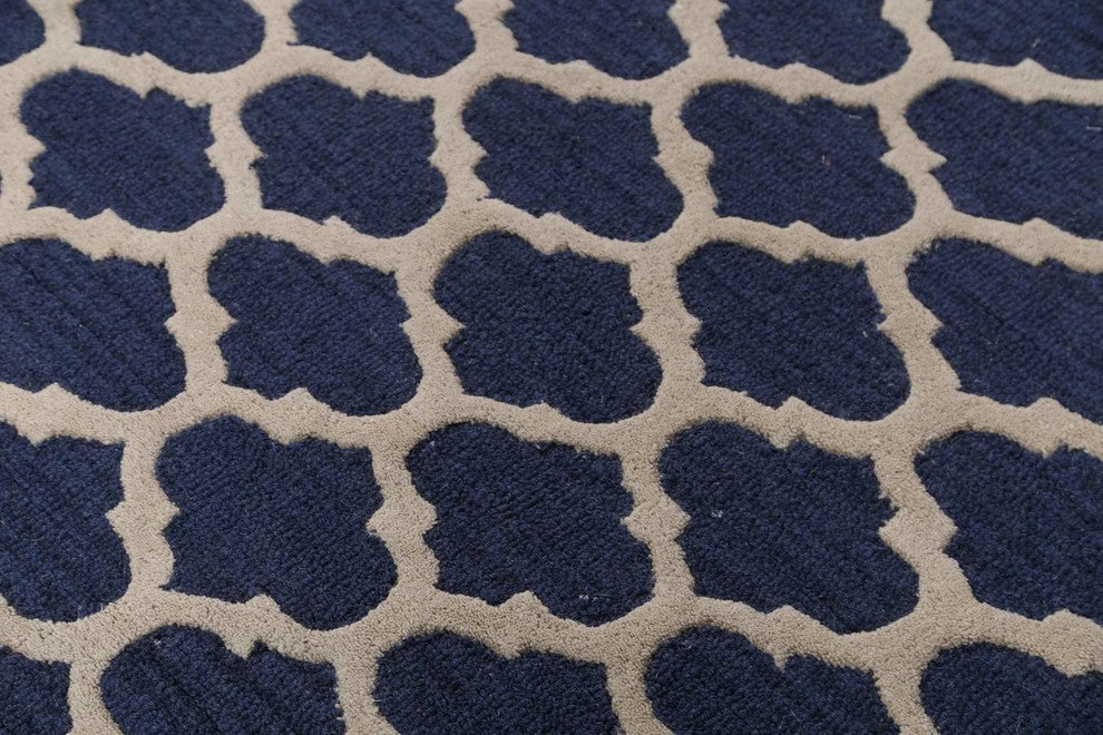 Hand-tufted Trellis Indian Oriental Wool Area Rug, 4x6'