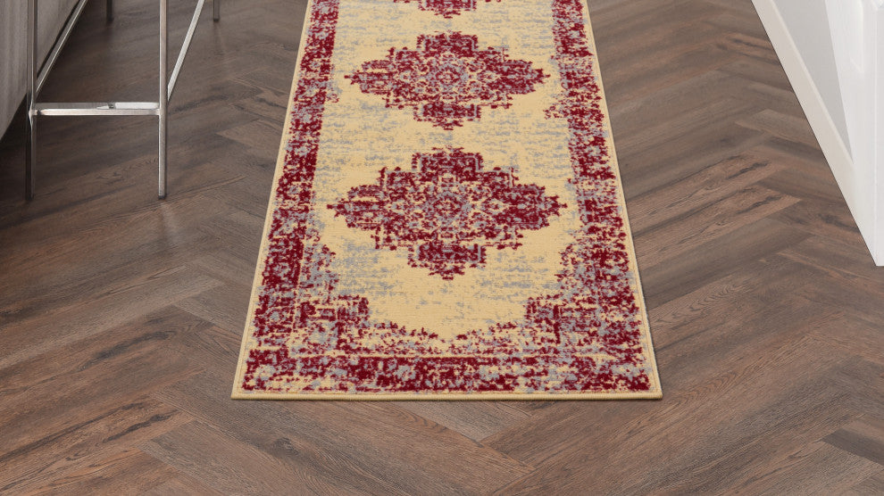 Nourison Grafix 2'3" x 7'6" Cream/Red Vintage Indoor Area Rug
