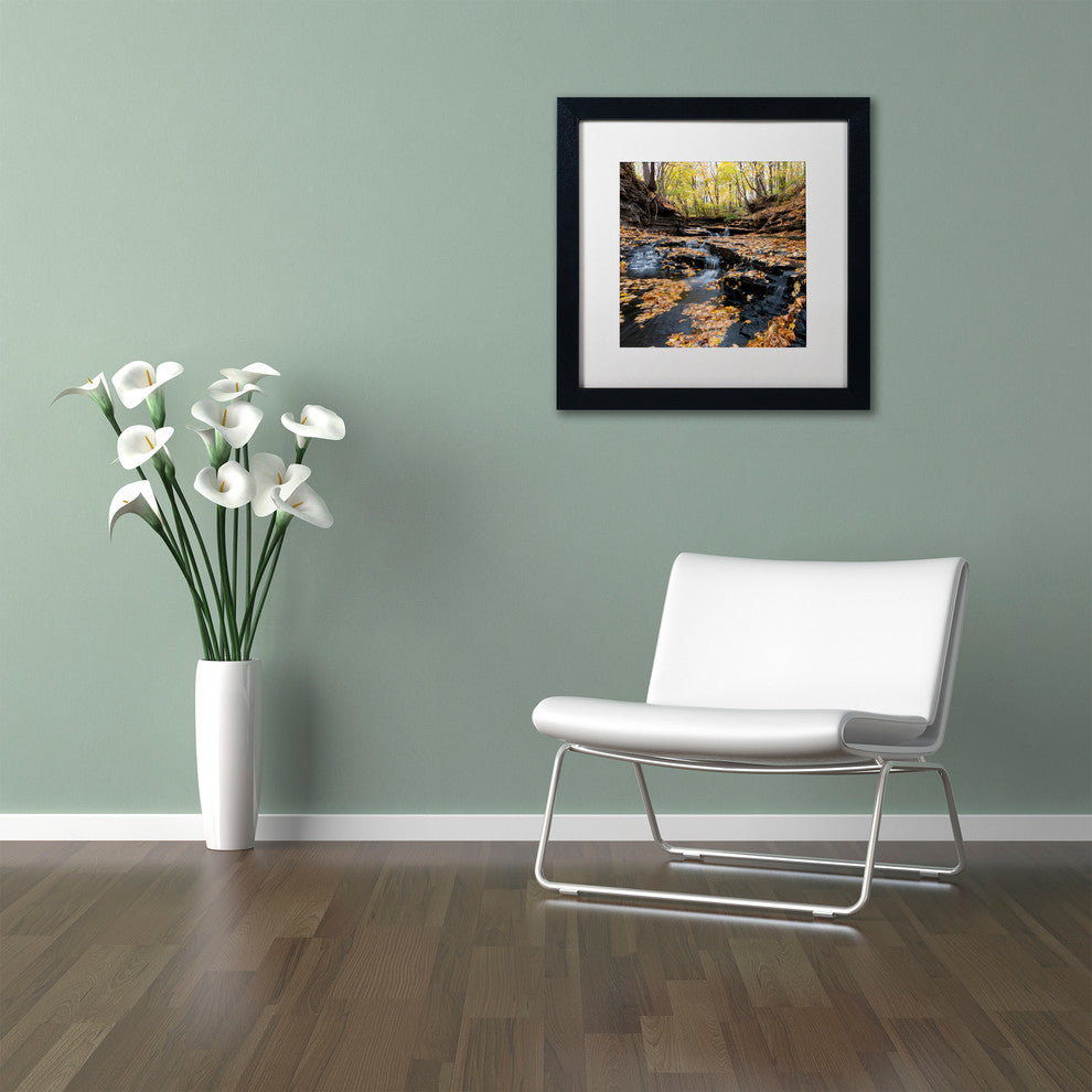 'Lakeview Autumn Falls' Matted Framed Canvas Art by Kurt Shaffer