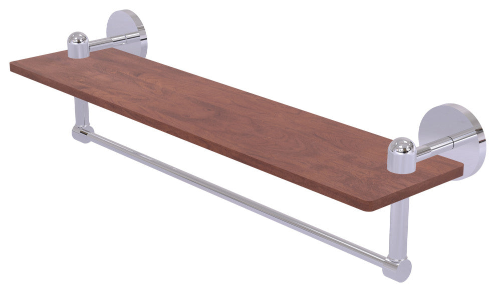 Tango 22" Solid Wood Shelf with Towel Barv, Polished Chrome