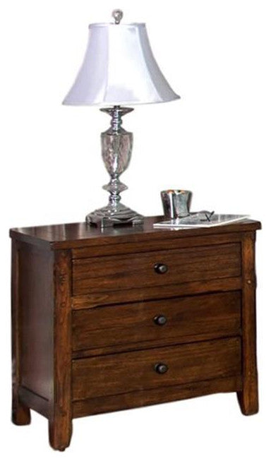 Pemberly Row 29" Petite Traditional Wood Night Stand in Dark Chocolate