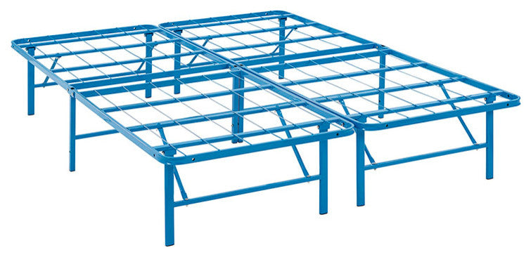 Horizon Queen Stainless Steel Bed Frame, Light Blue