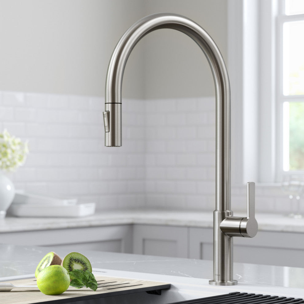 Oletto Pull-Down 1-Hole Kitchen Faucet, Spot Free Stainless Steel