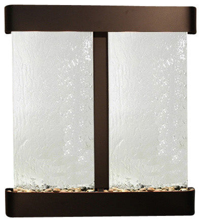Aspen Falls Wall Fountain, Blackened Copper, Silver Mirror, Round Frame