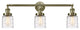 Small Bell 3 Light Bath Vanity Light, Antique Brass, Deco Swirl