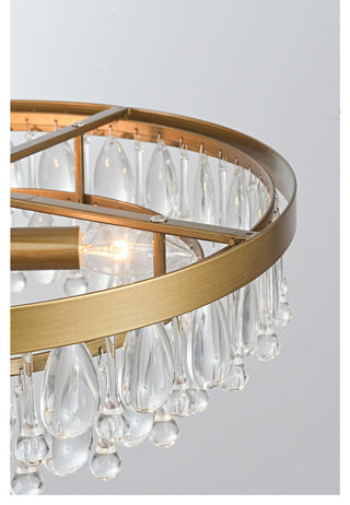 Bonnie Brushed Brass 4-light Crystal Teardrop Round Chandelier