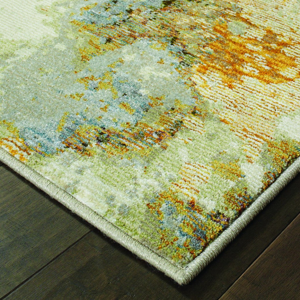 10??X 13??Modern Abstract Gold And Beige Indoor Area Rug