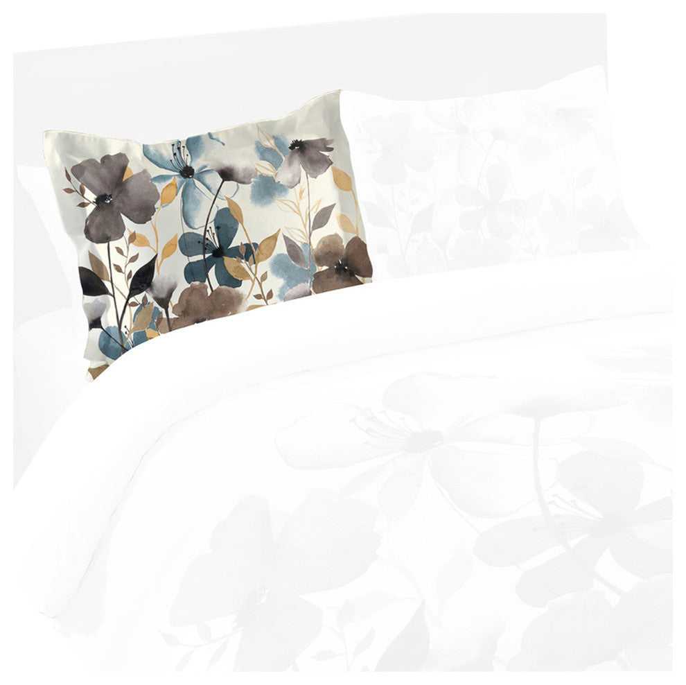 Laural Home Greige Florals Standard Pillow Sham