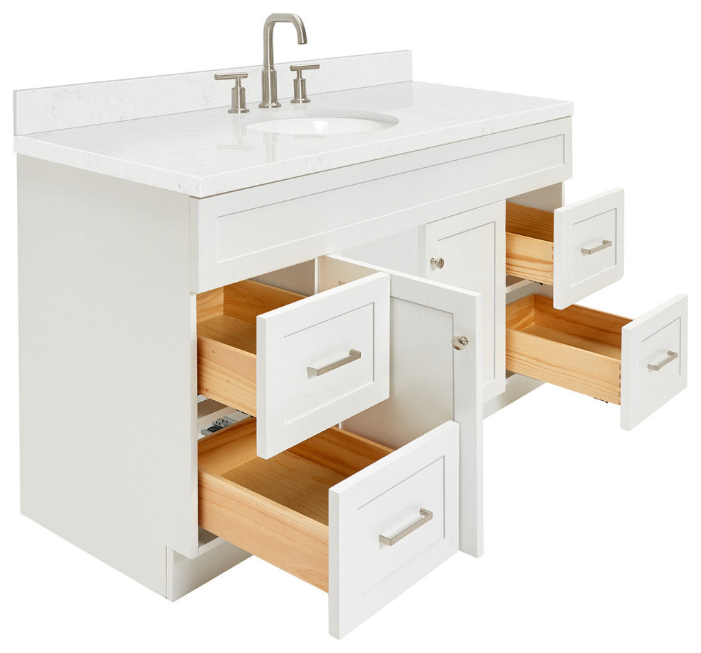 Ariel Hamlet 60" Single Oval Sink Bathroom Vanity, Carrara Quartz