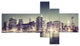 Black and White NYC Night Panorama, Extra Large Canvas Print, 60"x32", 5 panels