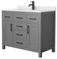 42" Single Bath Vanity Dark Gray, White Cult.Marble Countertop, Sink, Black Trim