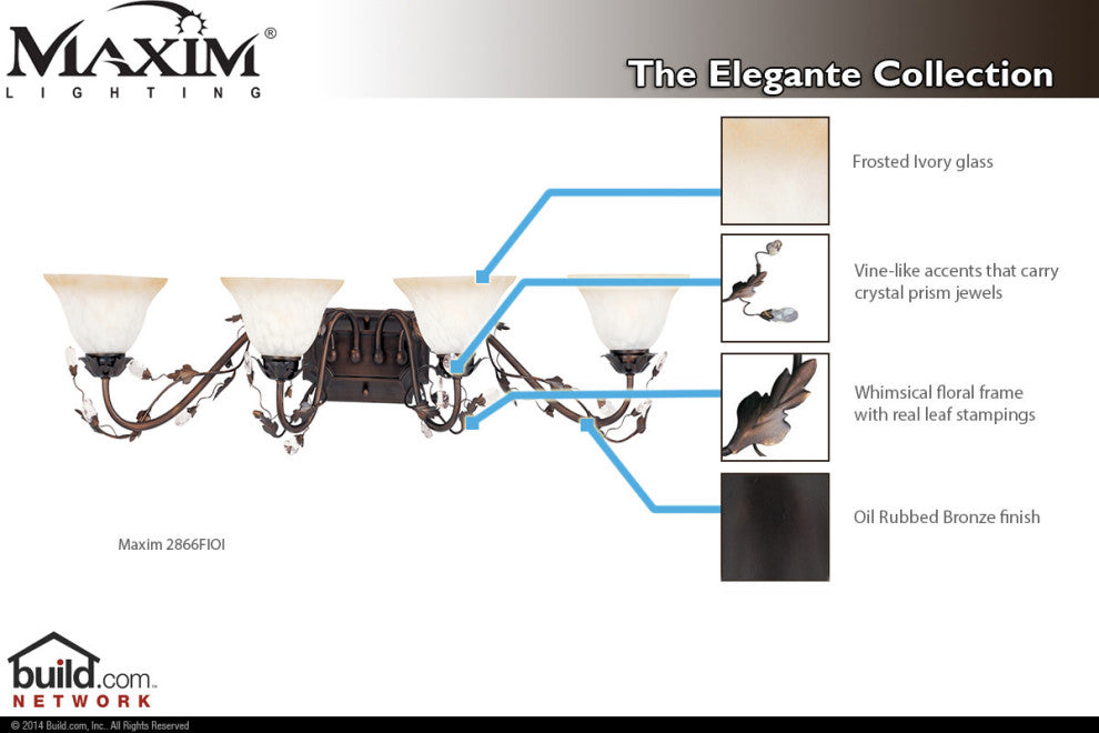 Maxim 2866 Elegante 38"W Bath Light - Oil Rubbed Bronze / Frosted Ivory Glass