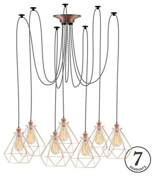 Copper Gemetric Shade Chandelier